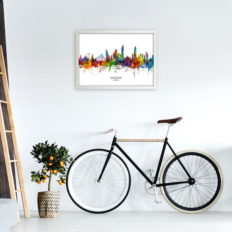 Bangkok Thailand Skyline Art Print by Michael Tompsett A2 Oak Frame