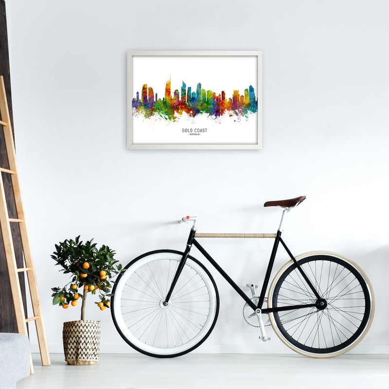 Gold Coast Australia Skyline Art Print by Michael Tompsett A2 Oak Frame