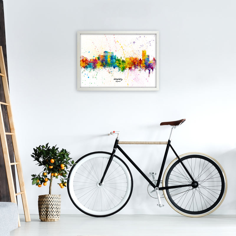 Athens Greece Skyline Splash Art Print by Michael Tompsett A2 Oak Frame