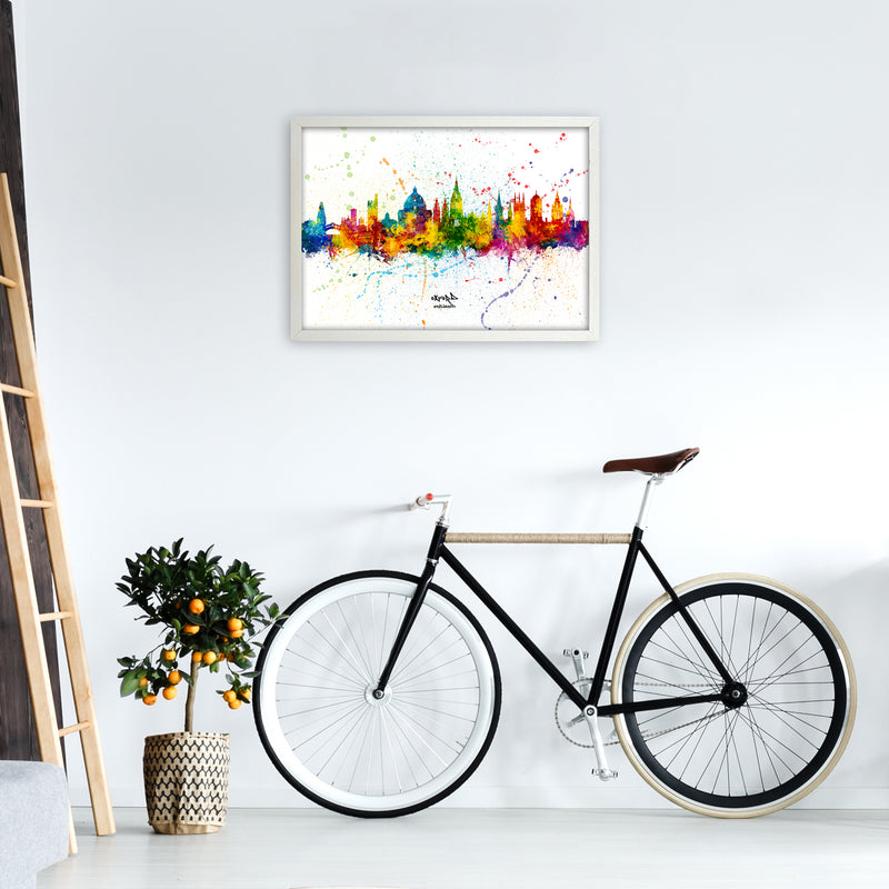 Oxford England Skyline Splash Art Print by Michael Tompsett A2 Oak Frame