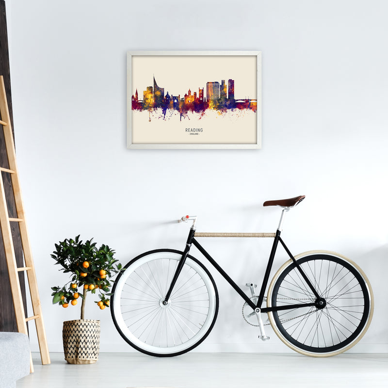 Reading England Skyline Autumn City Name Art Print by Michael Tompsett A2 Oak Frame