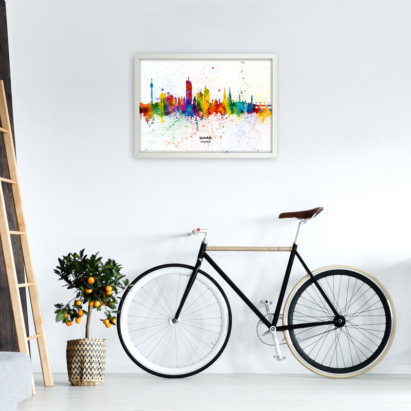 Vienna Austria Skyline Splash Art Print by Michael Tompsett A2 Oak Frame