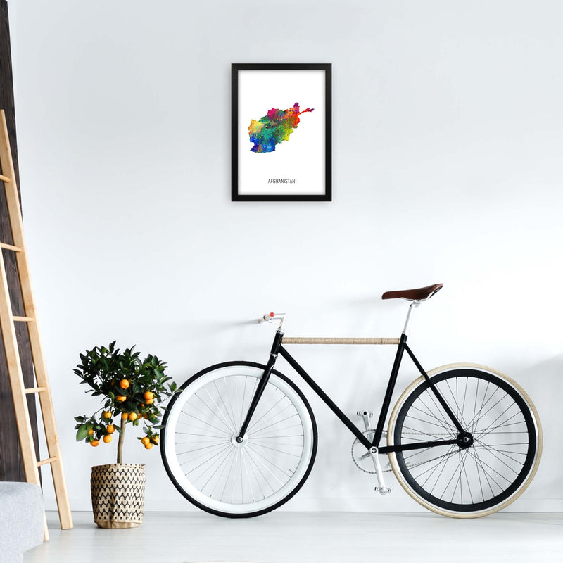 Afghanistan Watercolour Map Art Print by Michael Tompsett A3 White Frame