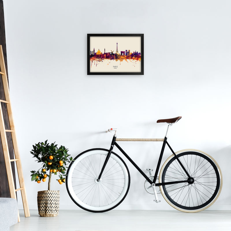 Paris France Skyline Autumn City Name Art Print by Michael Tompsett A3 White Frame