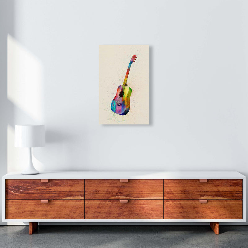Acoustic Guitar Watercolour Multi-Colour  by Michael Tompsett A3 Canvas