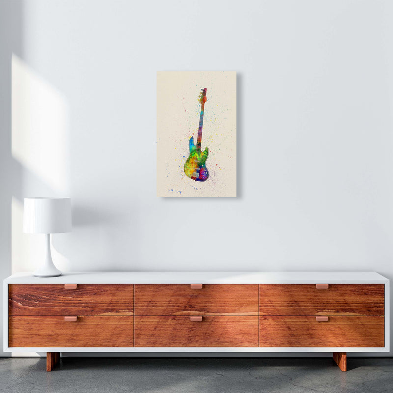 Electric Bass Guitar Watercolour Multi-Colour  by Michael Tompsett A3 Canvas