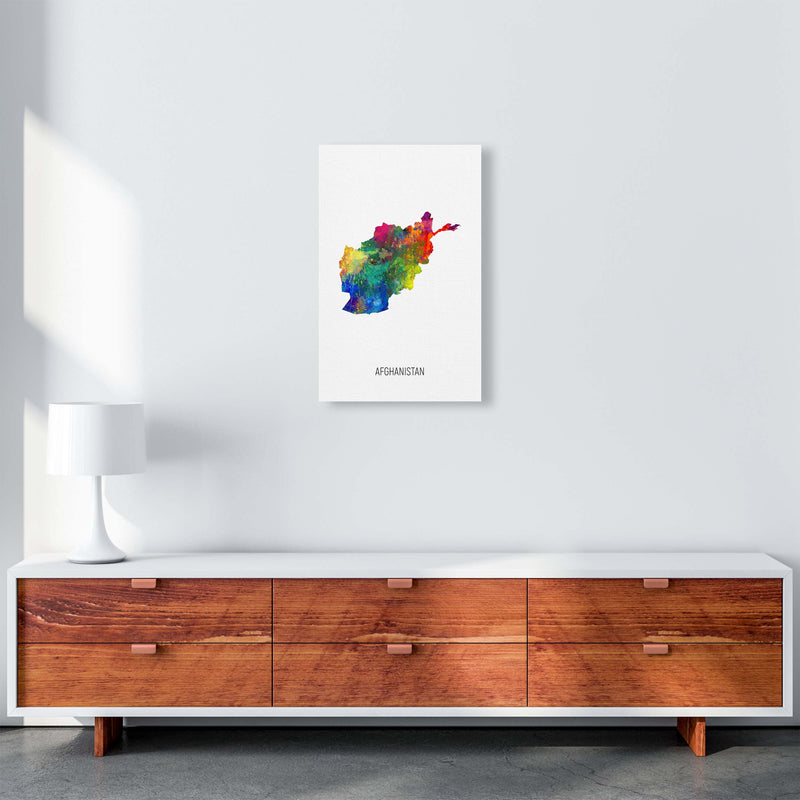 Afghanistan Watercolour Map Art Print by Michael Tompsett A3 Canvas