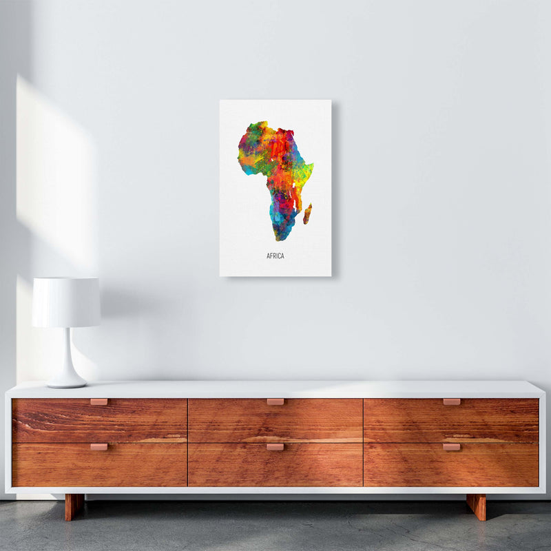 Africa Watercolour Map Art Print by Michael Tompsett A3 Canvas