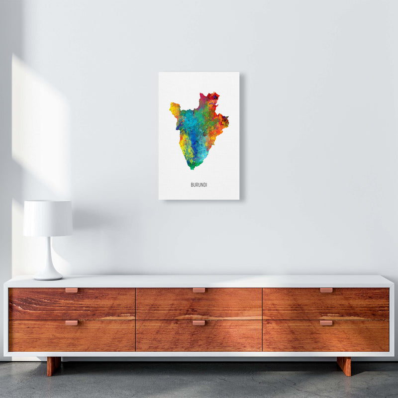 Burundi Watercolour Map Art Print by Michael Tompsett A3 Canvas