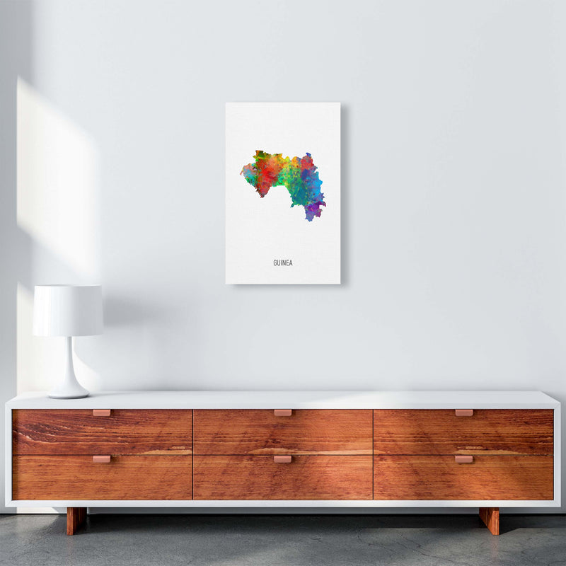 Guinea Watercolour Map Art Print by Michael Tompsett A3 Canvas