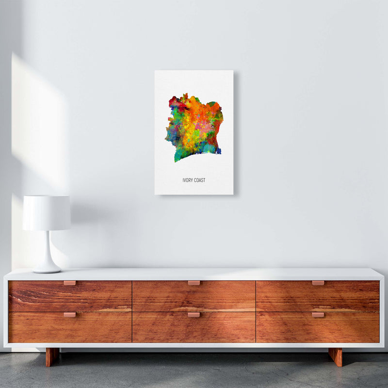 Ivory Coast Watercolour Map Art Print by Michael Tompsett A3 Canvas