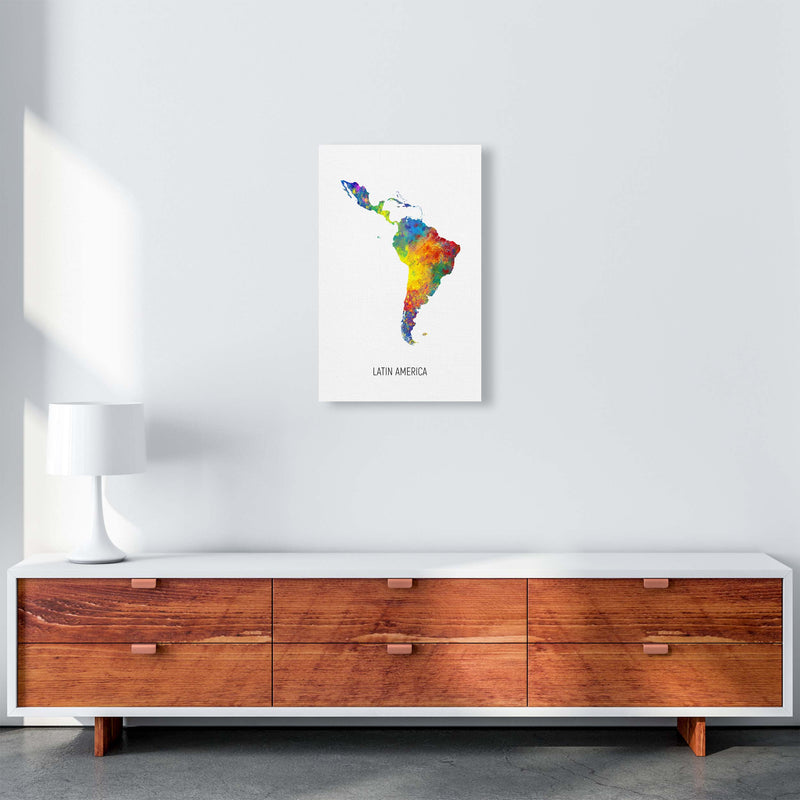 Latin America Watercolour Map Art Print by Michael Tompsett A3 Canvas