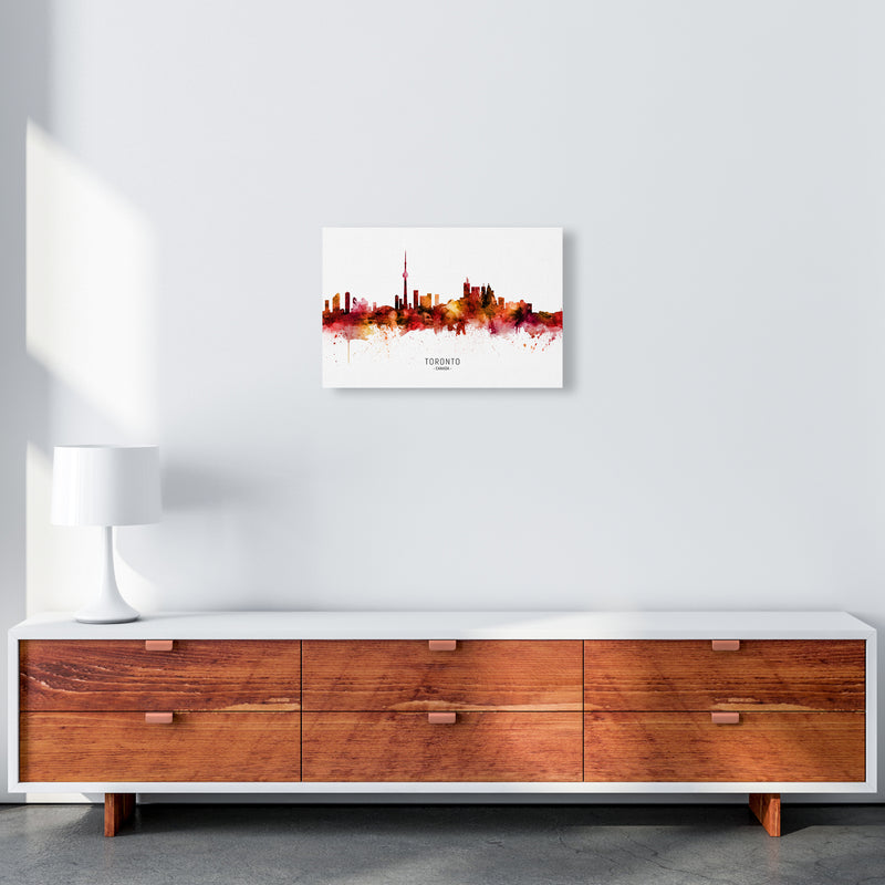 Toronto Canada Skyline Red City Name  by Michael Tompsett A3 Canvas