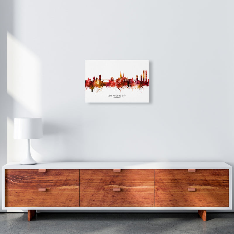 Luxembourg City Luxembourg Skyline Red City Name  by Michael Tompsett A3 Canvas