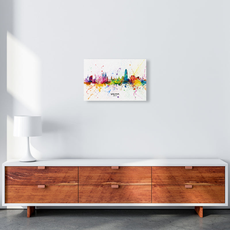 Barcelona Spain Skyline Splash Art Print by Michael Tompsett A3 Canvas