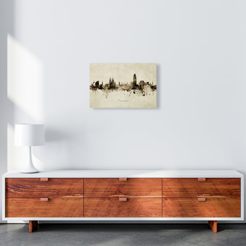 Barcelona Spain Skyline Vintage Art Print by Michael Tompsett A3 Canvas