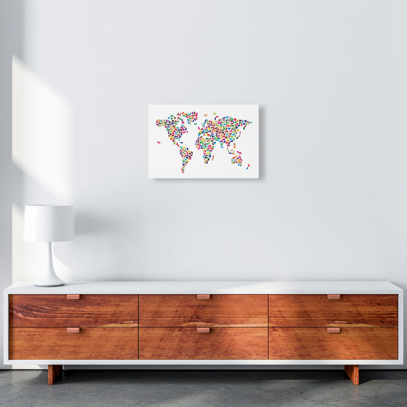 Cats Map of the World Colour Art Print by Michael Tompsett A3 Canvas