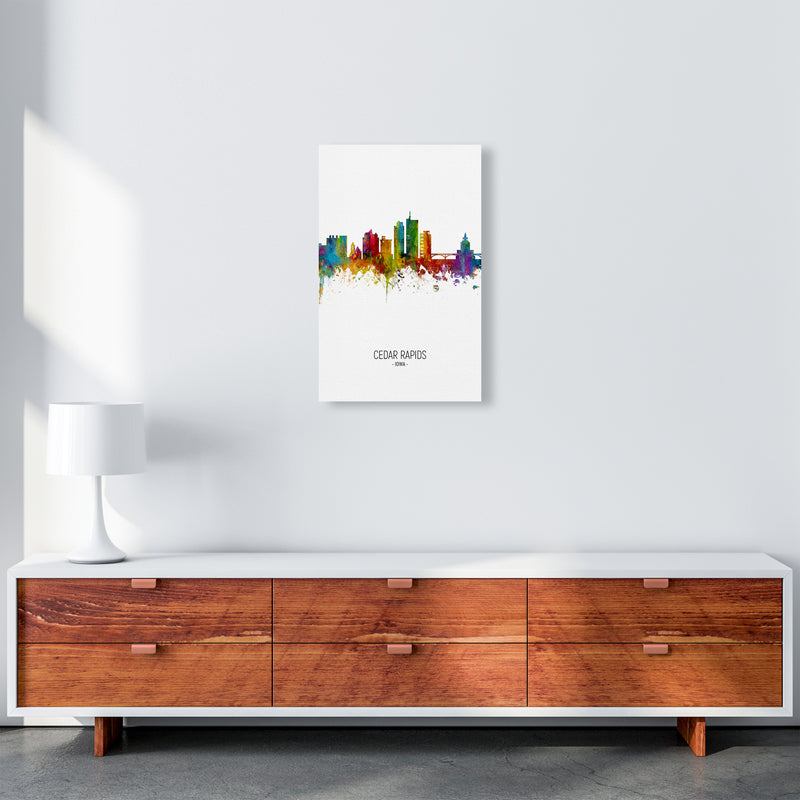 Cedar Rapids Iowa Skyline Portrait Art Print by Michael Tompsett A3 Canvas