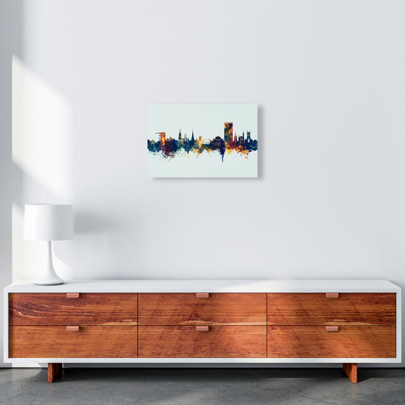 Cheltenham England Skyline Blue Orange Art Print by Michael Tompsett A3 Canvas