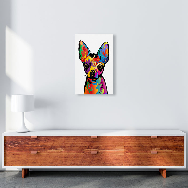 Chihuahua Dog White Art Print by Michael Tompsett A3 Canvas