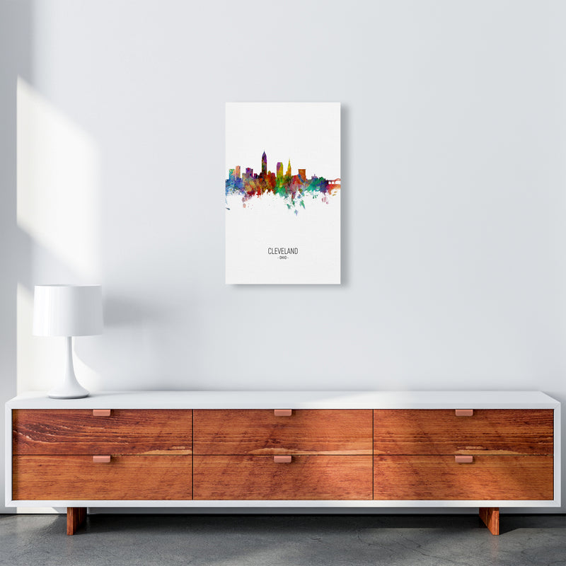 Cleveland Ohio Skyline Portrait Art Print by Michael Tompsett A3 Canvas