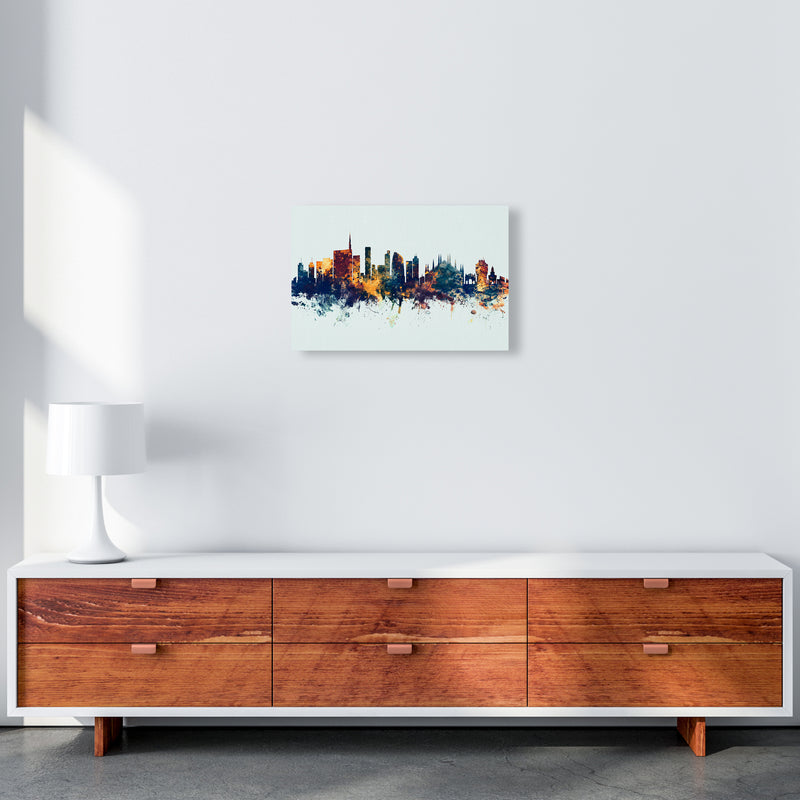 Milan Italy Skyline Blue Orange Art Print by Michael Tompsett A3 Canvas