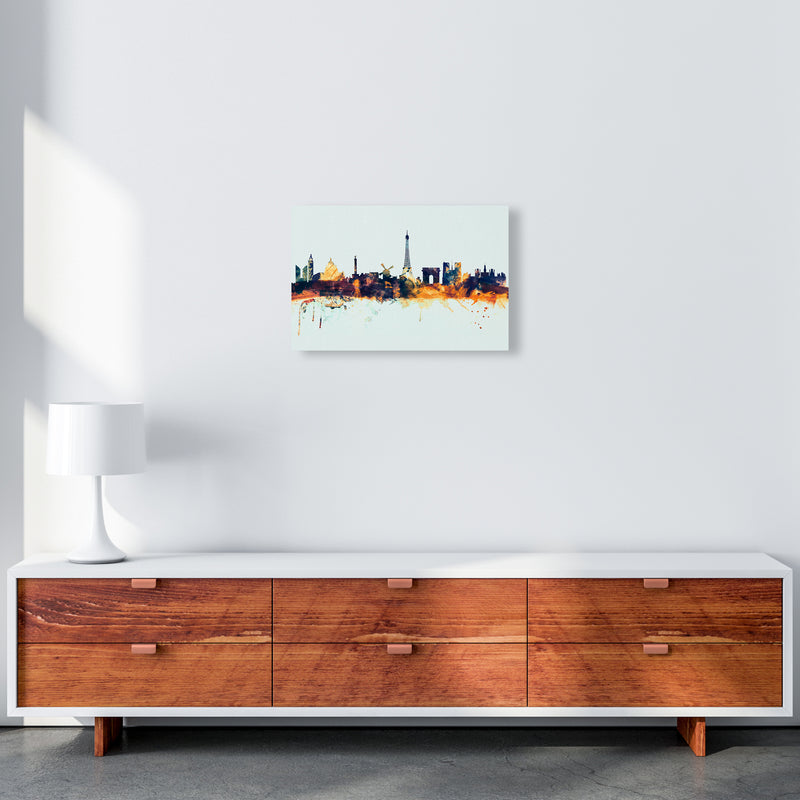 Paris France Skyline Blue Orange Art Print by Michael Tompsett A3 Canvas