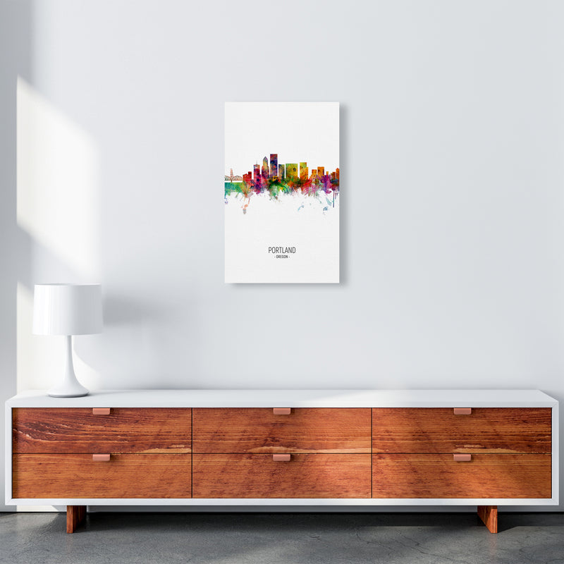 Portland Oregon Skyline Portrait Art Print by Michael Tompsett A3 Canvas