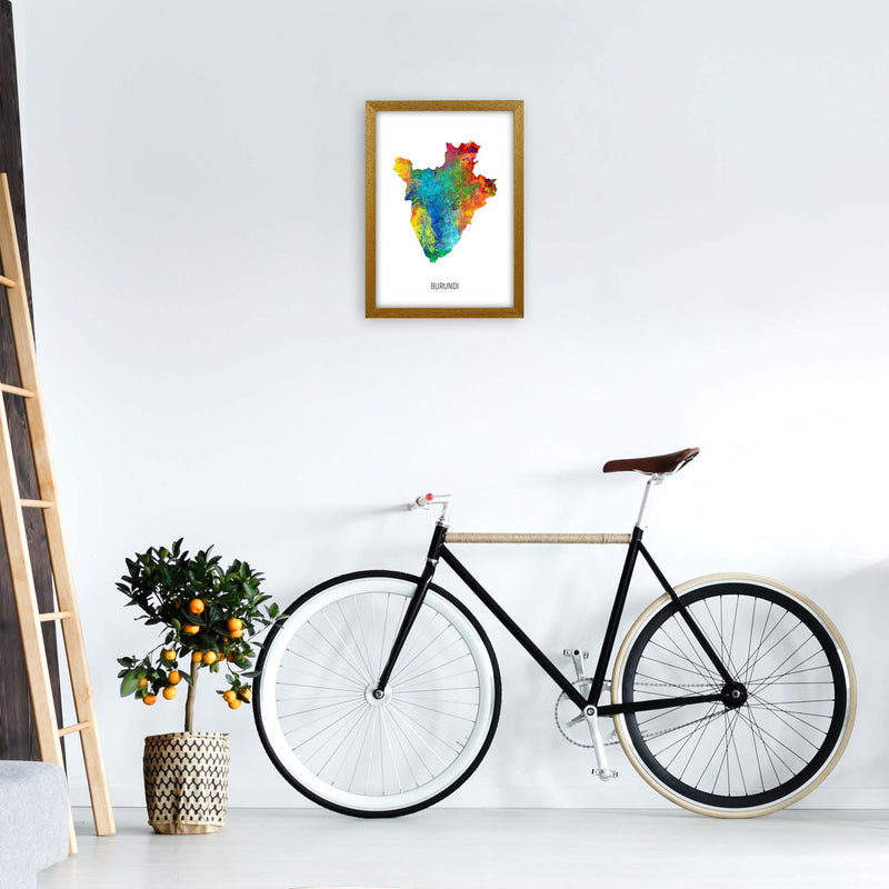 Burundi Watercolour Map Art Print by Michael Tompsett A3 Print Only