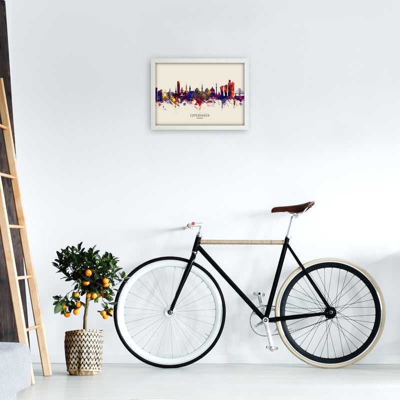 Copenhagen Denmark Skyline Autumn City Name Art Print by Michael Tompsett A3 Oak Frame