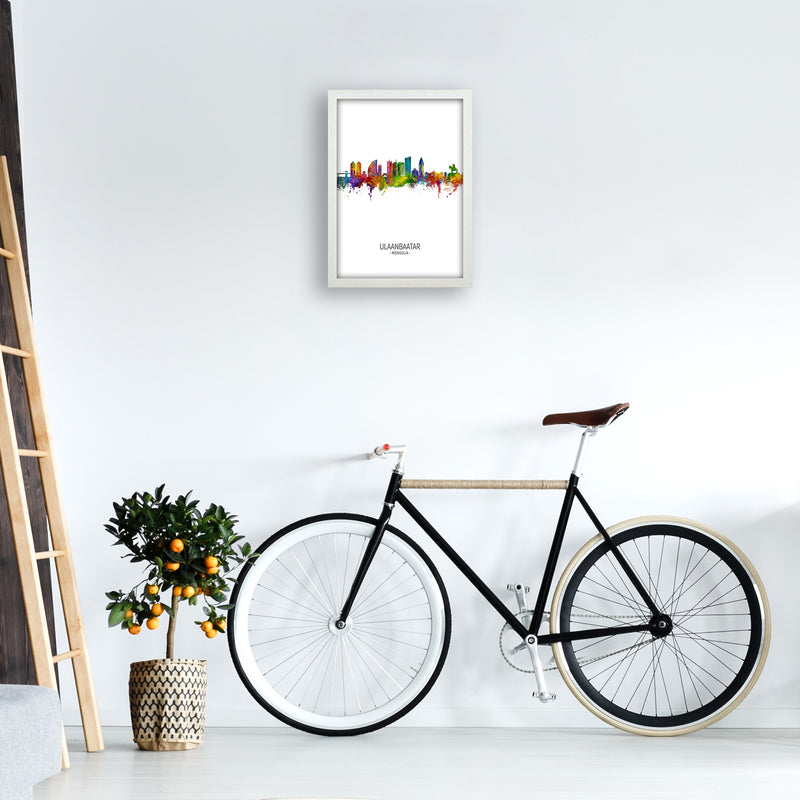 Ulaanbaatar Mongolia Skyline Portrait Art Print by Michael Tompsett A3 Oak Frame