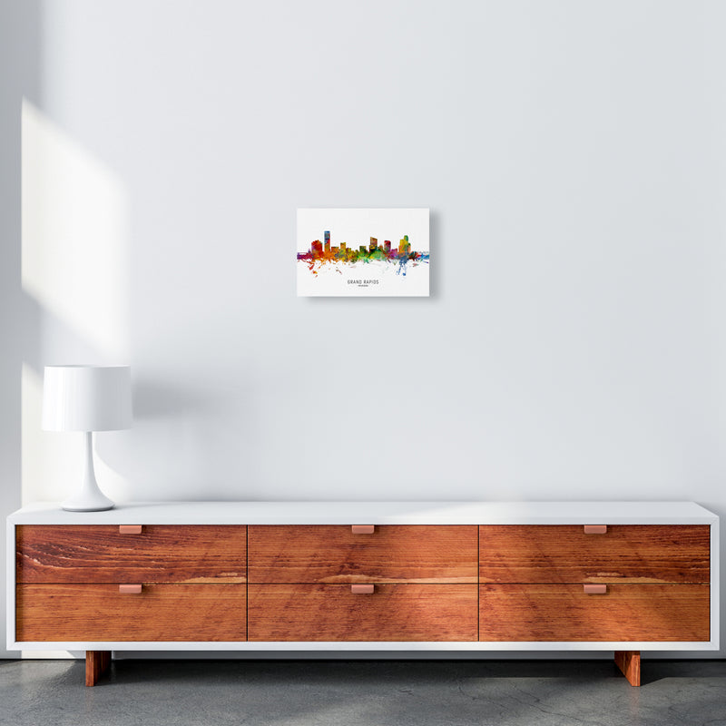 Grand Rapids Michigan Skyline Art Print by Michael Tompsett A4 Canvas