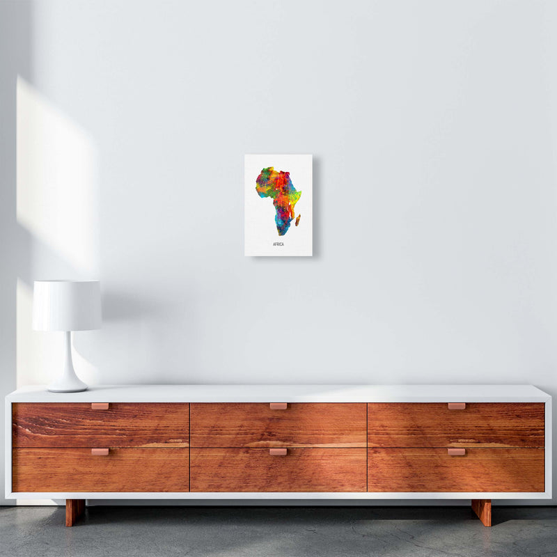 Africa Watercolour Map Art Print by Michael Tompsett A4 Canvas