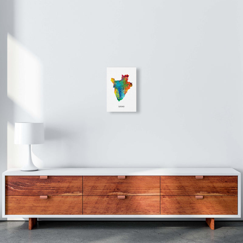 Burundi Watercolour Map Art Print by Michael Tompsett A4 Canvas