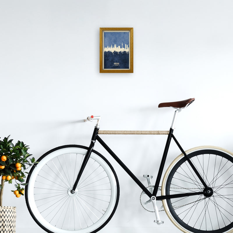 Munich Germany Skyline Portrait Navy Art Print by Michael Tompsett A4 Print Only