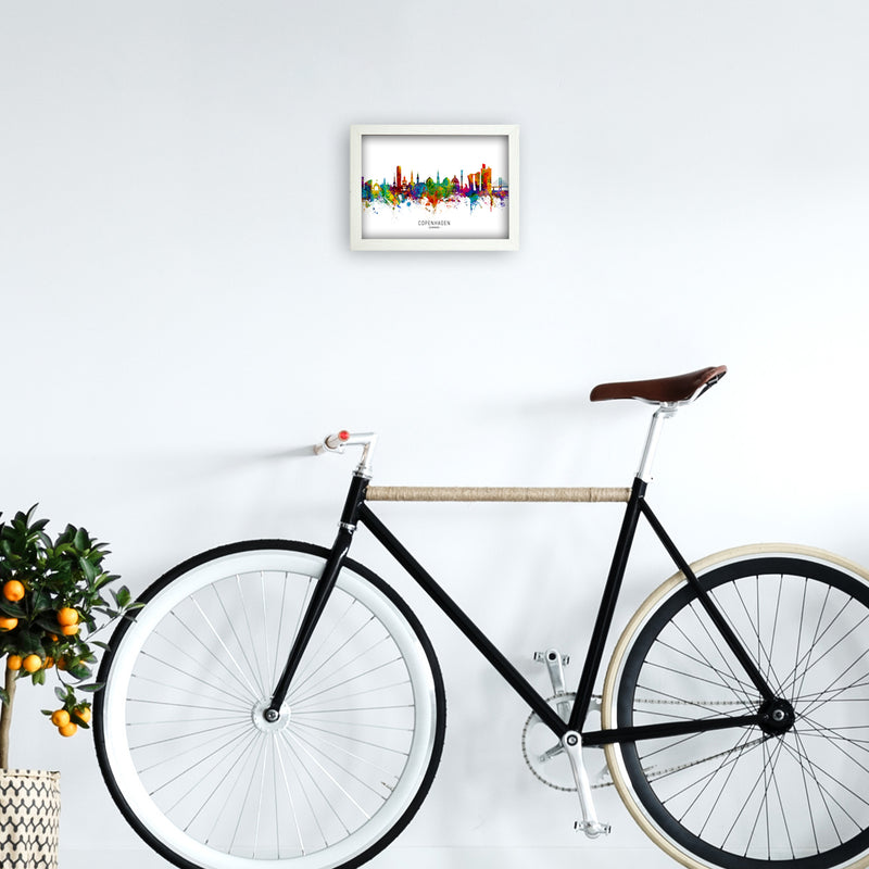 Copenhagen Denmark Skyline Art Print by Michael Tompsett A4 Oak Frame