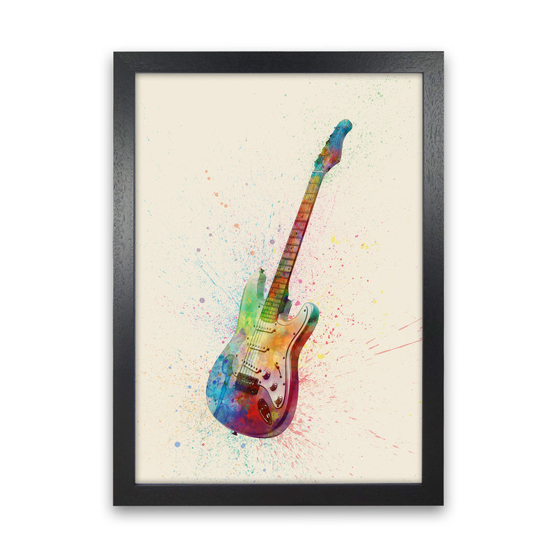 Electric Guitar Watercolour Multi-Colour  by Michael Tompsett Black Grain