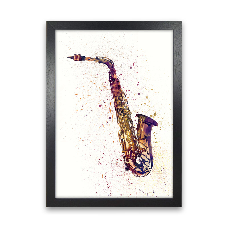 Saxophone Watercolour Print by Michael Tompsett Black Grain