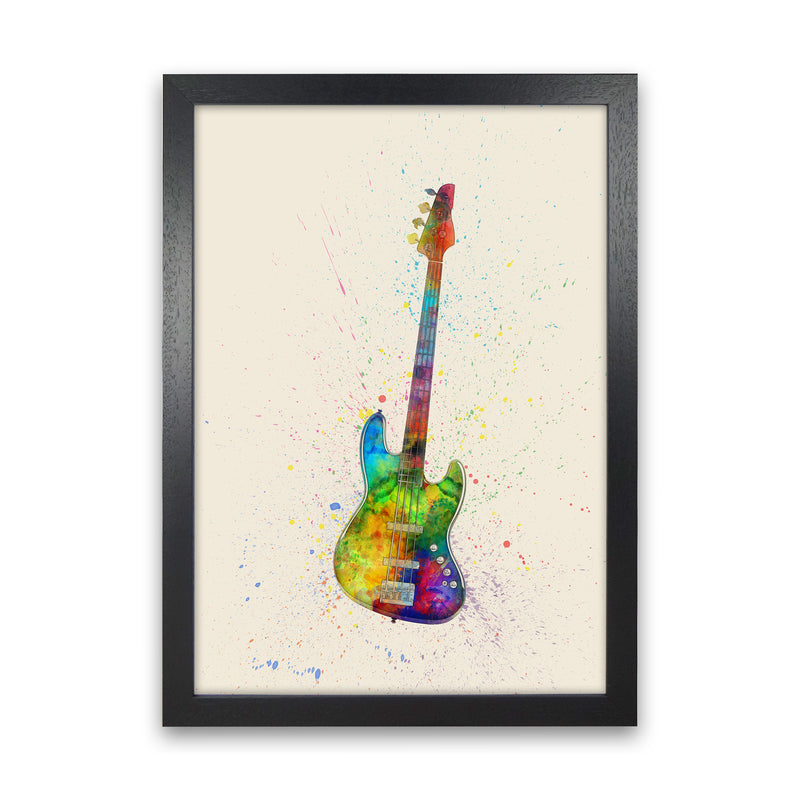 Electric Bass Guitar Watercolour Multi-Colour  by Michael Tompsett Black Grain