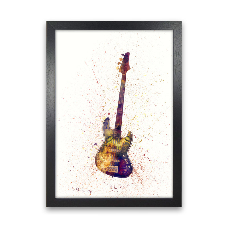 Electric Bass Guitar Watercolour  by Michael Tompsett Black Grain