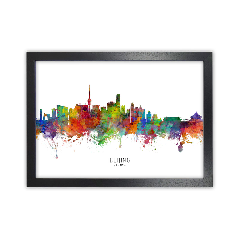 Beijing China Skyline Art Print by Michael Tompsett Black Grain