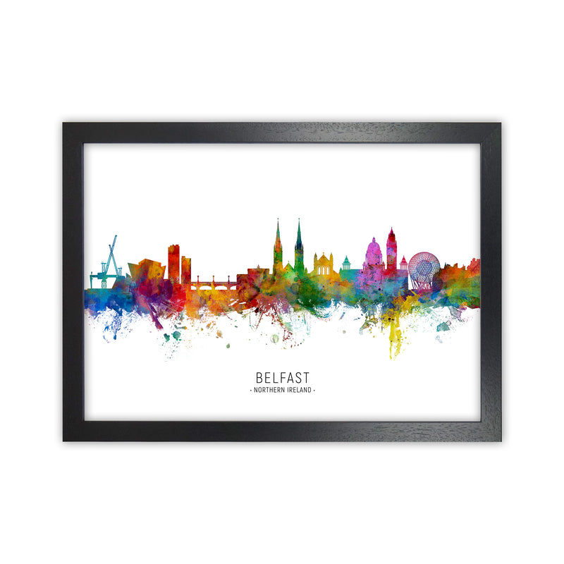 Belfast Northern Ireland Skyline Print by Michael Tompsett Black Grain