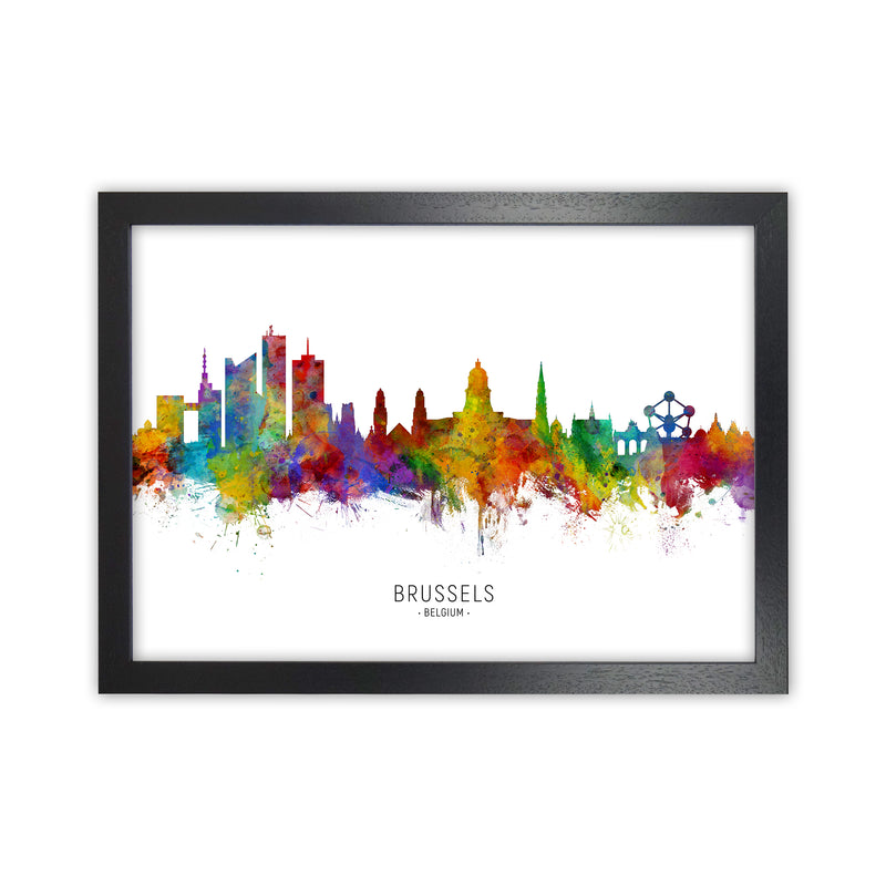 Brussels Belgium Skyline Art Print by Michael Tompsett Black Grain