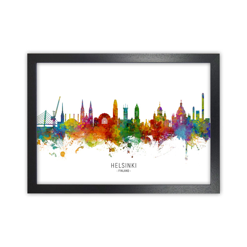 Helsinki Finland Skyline Art Print by Michael Tompsett Black Grain