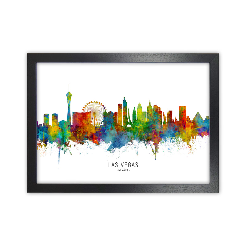 Las Vegas Nevada Skyline Art Print by Michael Tompsett Black Grain