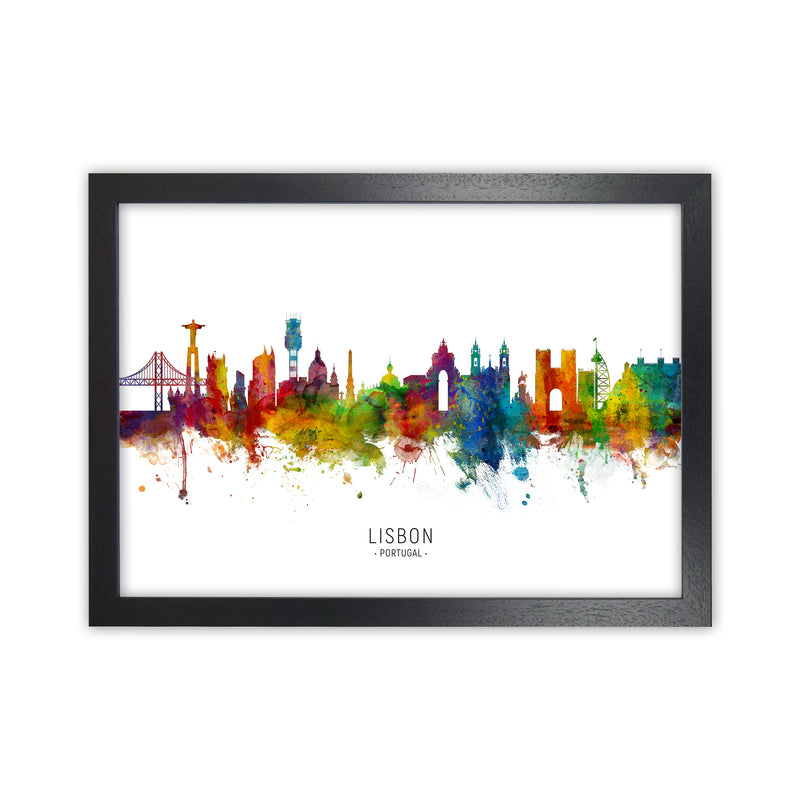 Lisbon Portugal Skyline Art Print by Michael Tompsett Black Grain