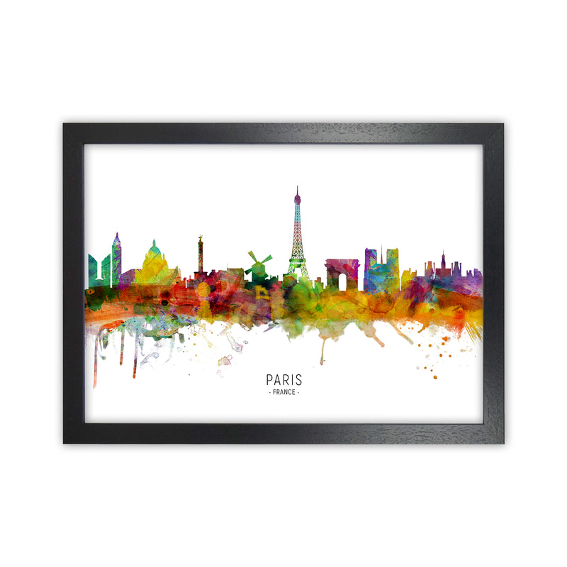 Paris France Skyline Art Print by Michael Tompsett Black Grain