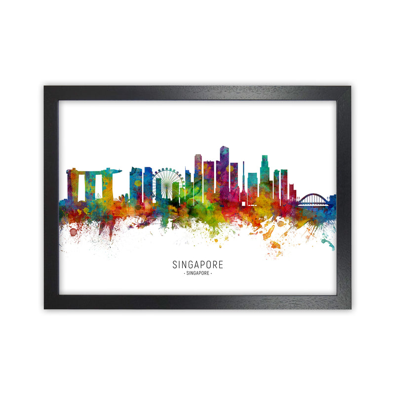 Singapore Singapore Skyline Art Print by Michael Tompsett Black Grain