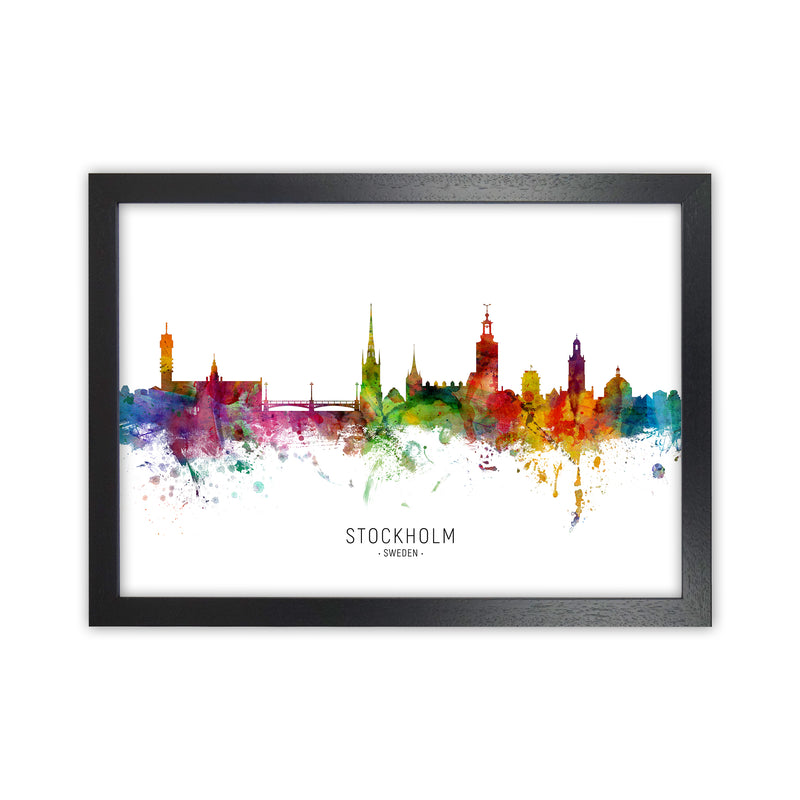 Stockholm Sweden Skyline Art Print by Michael Tompsett Black Grain