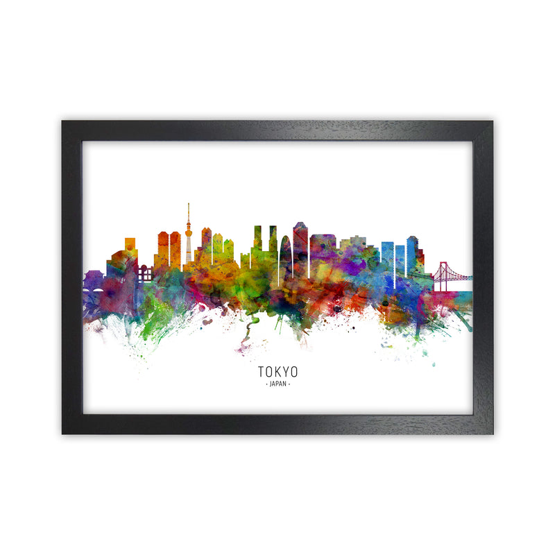 Tokyo Japan Skyline Art Print by Michael Tompsett Black Grain